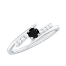 Minimal Round Created Black Diamond and Diamond Bypass Promise Ring Lab Created Black Diamond - ( AAAA ) - Quality - Rosec Jewels