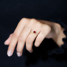 Lab-Lab Grown Ruby and Diamond Minimal Promise Ring Lab Created Ruby - ( AAAA ) - Quality - Rosec Jewels