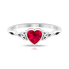 Heart Shape Ruby Solitaire Ring in Bezel Setting with Celtic Details Ruby - ( AAA ) - Quality - Rosec Jewels