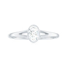 Bezel Set Oval Cut Moissanite Solitaire Promise Ring in Spilt Shank Moissanite - ( D-VS1 ) - Color and Clarity - Rosec Jewels