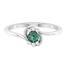 Round Green Sapphire Bypass Promise Ring with Diamond Green Sapphire - ( AAA ) - Quality - Rosec Jewels