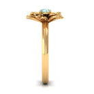 1/4 CT Round Cut Real Aquamarine and Gold Flower Ring Aquamarine - ( AAA ) - Quality - Rosec Jewels