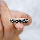 Lab Grown Black Diamond Wedding Band Ring Lab Created Black Diamond - ( AAAA ) - Quality - Rosec Jewels