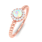 1/4 CT Ethiopian Opal and Diamond Bubble Engagement Ring Ethiopian Opal - ( AAA ) - Quality - Rosec Jewels