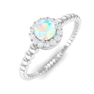 1/4 CT Ethiopian Opal and Diamond Bubble Engagement Ring Ethiopian Opal - ( AAA ) - Quality - Rosec Jewels