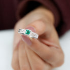 Princess Cut Lab Grown Emerald Solitaire Filigree Engagement Ring Lab Created Emerald - ( AAAA ) - Quality - Rosec Jewels