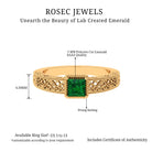 Princess Cut Lab Grown Emerald Solitaire Filigree Engagement Ring Lab Created Emerald - ( AAAA ) - Quality - Rosec Jewels