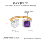 Amethyst and Moissanite Two Stone Cuff Ring Amethyst - ( AAA ) - Quality - Rosec Jewels