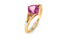 Cushion Cut Pink Tourmaline Solitaire Ring with Diamond Pink Tourmaline - ( AAA ) - Quality - Rosec Jewels