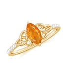 Marquise Cut Solitaire Fire Opal Celtic Knot Ring with Diamond Fire Opal - ( AAA ) - Quality - Rosec Jewels