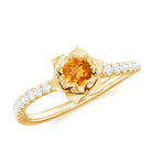 Citrine and Diamond Flower Engagement Ring Citrine - ( AAA ) - Quality - Rosec Jewels