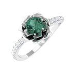 Green Sapphire and Diamond Flower Engagement Ring Green Sapphire - ( AAA ) - Quality - Rosec Jewels