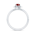 3/4 CT Created Ruby and Diamond Flower Engagement Ring Lab Created Ruby - ( AAAA ) - Quality - Rosec Jewels