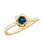 1/2 CT London Blue Topaz and Diamond Flower Engagement Ring London Blue Topaz - ( AAA ) - Quality - Rosec Jewels