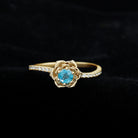 1/2 CT London Blue Topaz and Diamond Flower Engagement Ring London Blue Topaz - ( AAA ) - Quality - Rosec Jewels