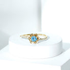 1/2 CT London Blue Topaz and Diamond Flower Engagement Ring London Blue Topaz - ( AAA ) - Quality - Rosec Jewels