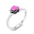 Pink Sapphire Flower Engagement Ring with Diamond Pink Sapphire - ( AAA ) - Quality - Rosec Jewels