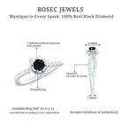 Real Black Diamond and Diamond Flower Engagement Ring Black Diamond - ( AAA ) - Quality - Rosec Jewels