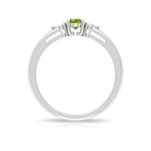 1/4 CT Peridot and Diamond Three Stone Promise Ring Peridot - ( AAA ) - Quality - Rosec Jewels