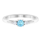 Aquamarine and Diamond Three Stone Promise Ring Aquamarine - ( AAA ) - Quality - Rosec Jewels