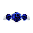 3 CT Lab Created Blue Sapphire Three Stone Engagement Ring Lab Created Blue Sapphire - ( AAAA ) - Quality - Rosec Jewels