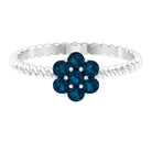 1.25 CT London Blue Topaz Floral Cluster Ring with Twisted Rope Details London Blue Topaz - ( AAA ) - Quality - Rosec Jewels