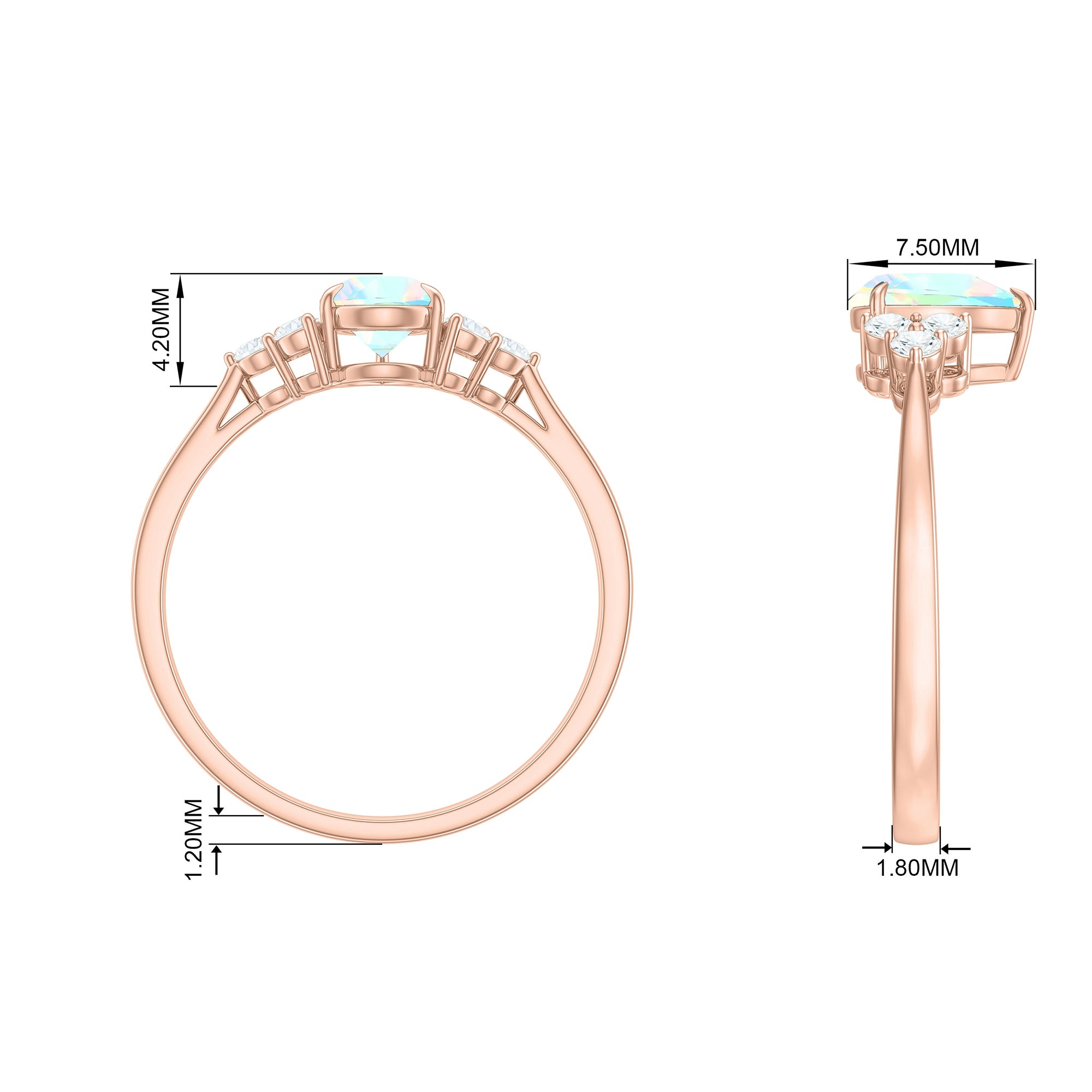 1 CT Pear Shape Ethiopian Opal and Diamond Trio Engagement Ring Ethiopian Opal - ( AAA ) - Quality - Rosec Jewels