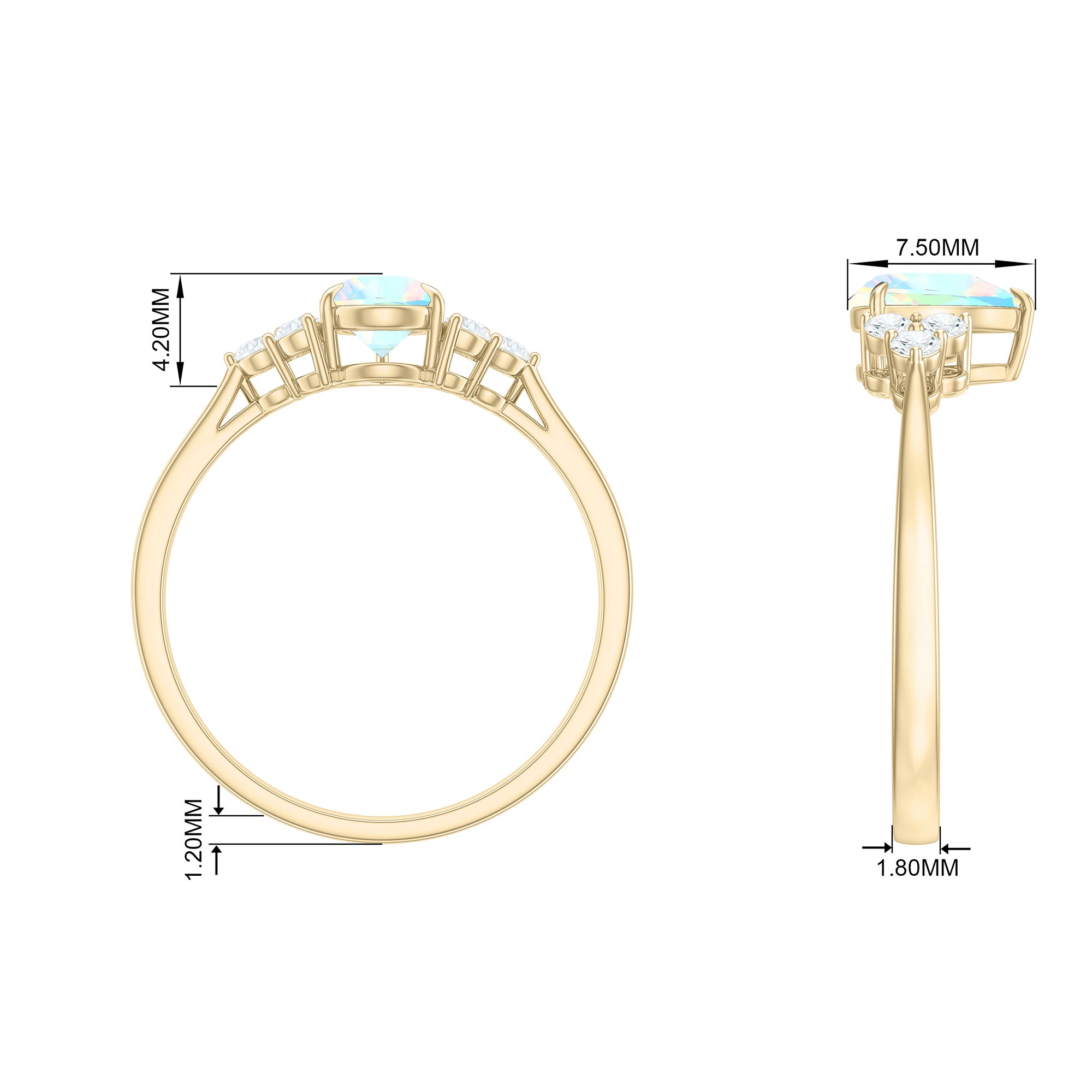 1 CT Pear Shape Ethiopian Opal and Diamond Trio Engagement Ring Ethiopian Opal - ( AAA ) - Quality - Rosec Jewels