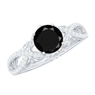 Created Black Diamond Crossover Engagement Ring with Diamond Lab Created Black Diamond - ( AAAA ) - Quality - Rosec Jewels