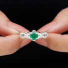 Emerald Crossover Engagement Ring with Diamond Emerald - ( AAA ) - Quality - Rosec Jewels