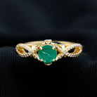 Emerald Crossover Engagement Ring with Diamond Emerald - ( AAA ) - Quality - Rosec Jewels