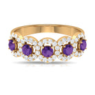 1.25 CT Classic Amethyst Half Eternity Band Ring with Diamond Halo Amethyst - ( AAA ) - Quality - Rosec Jewels