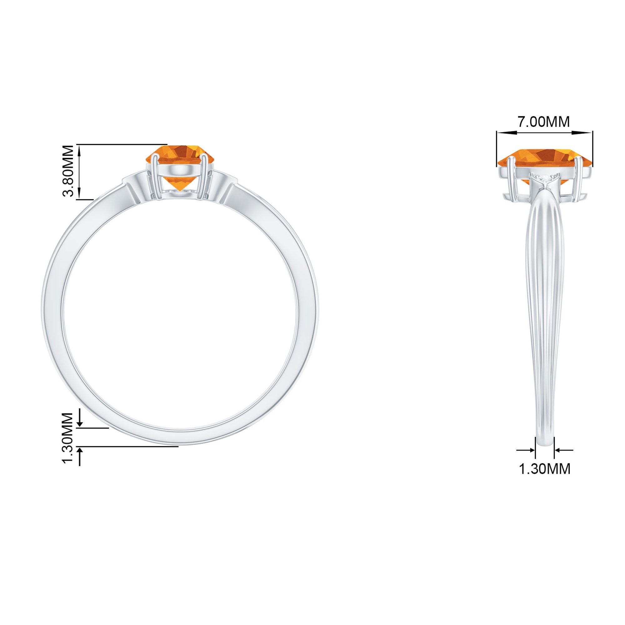 Oval Cut Real Citrine Solitaire Ring with Engraved Details Citrine - ( AAA ) - Quality - Rosec Jewels