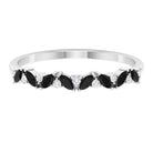 Marquise Created Black Diamond and Diamond Half Eternity Ring Lab Created Black Diamond - ( AAAA ) - Quality - Rosec Jewels