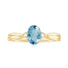 Oval Cut Real Aquamarine Solitaire Ring with Diamond Aquamarine - ( AAA ) - Quality - Rosec Jewels