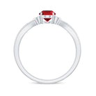 Oval Cut Lab Grown Ruby Solitaire Ring with Diamond Lab Created Ruby - ( AAAA ) - Quality - Rosec Jewels