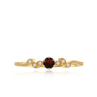 Garnet and Diamond Leaf Branch Promise Ring Garnet - ( AAA ) - Quality - Rosec Jewels