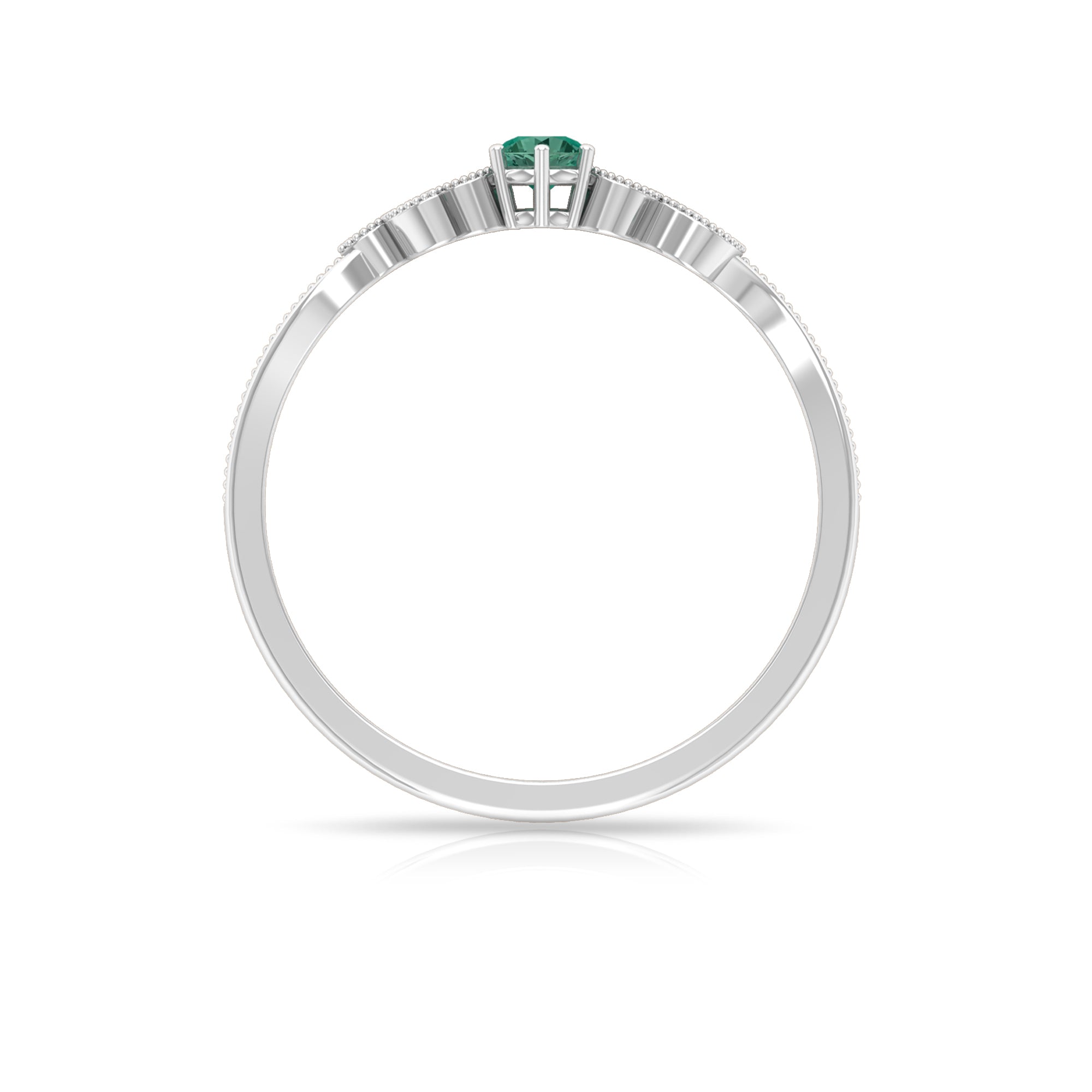 Minimal Green Sapphire and Diamond Leaf Promise Ring Green Sapphire - ( AAA ) - Quality - Rosec Jewels