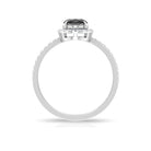 Oval Black Onyx Engagement Ring with Diamond Halo Black Onyx - ( AAA ) - Quality - Rosec Jewels