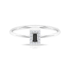 Baguette Black Onyx Dainty Promise Ring with Diamond Black Onyx - ( AAA ) - Quality - Rosec Jewels