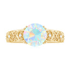 2 CT Vintage Style Solitaire Ethiopian Opal Flower Ring with Diamond Ethiopian Opal - ( AAA ) - Quality - Rosec Jewels