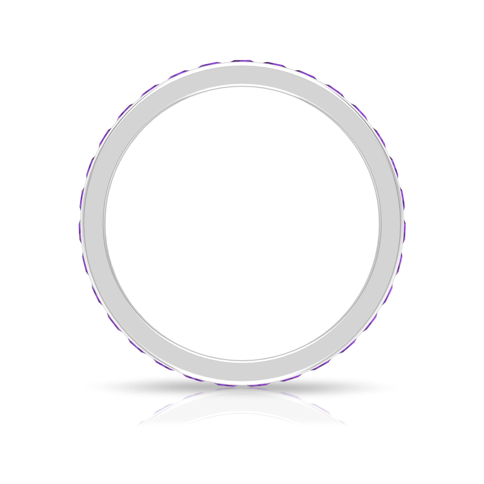 Round Shape Amethyst Eternity Ring in Channel Setting Amethyst - ( AAA ) - Quality - Rosec Jewels