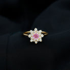 1 CT Pink Sapphire and Diamond Cluster Engagement Ring in Prong Setting Pink Sapphire - ( AAA ) - Quality - Rosec Jewels