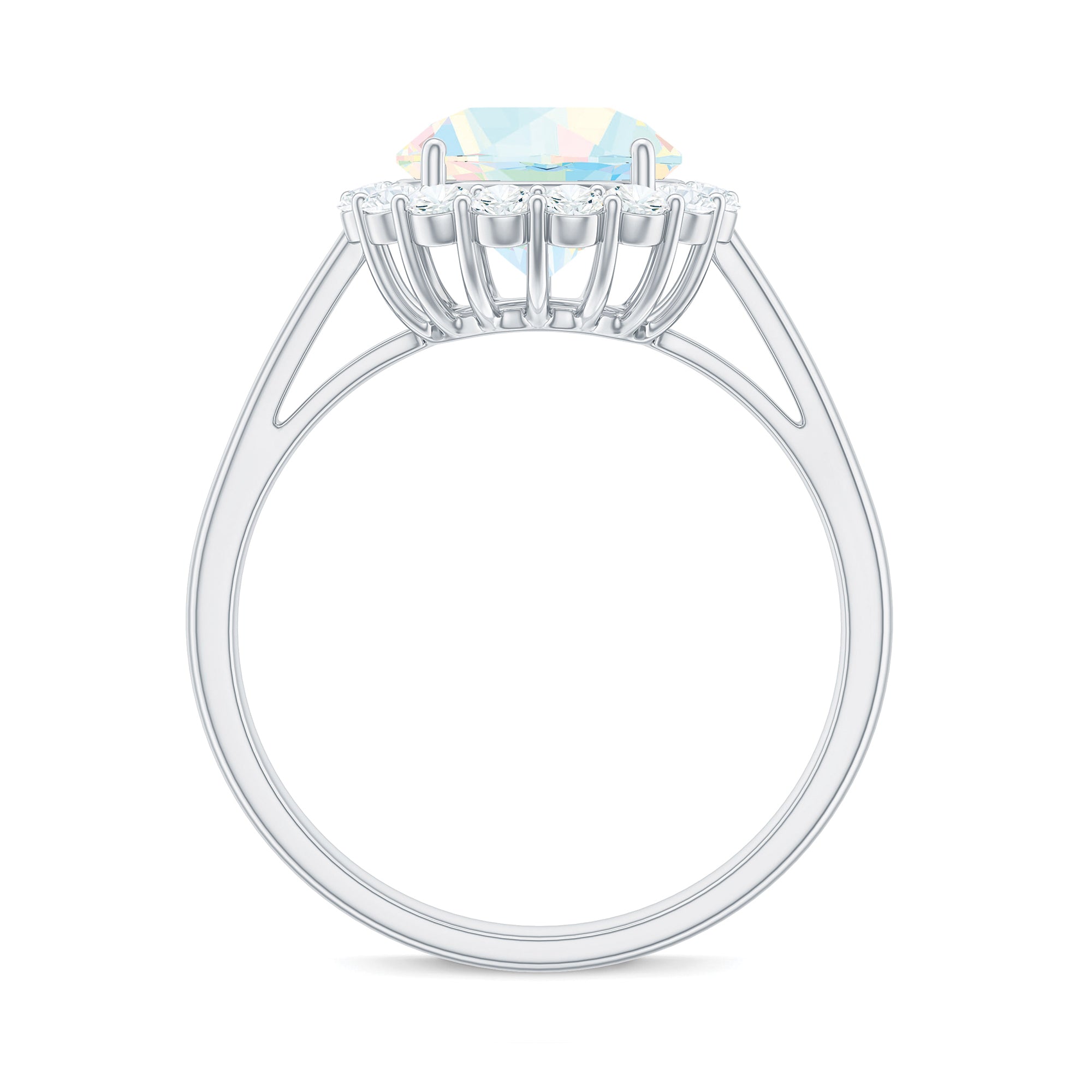 2.50 CT Round Shape Ethiopian Opal and Diamond Engagement Ring Ethiopian Opal - ( AAA ) - Quality - Rosec Jewels