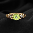 1.25 CT Antique Peridot Solitaire Ring with Diamond Accent Peridot - ( AAA ) - Quality - Rosec Jewels