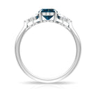 Claw Set London Blue Topaz Solitaire Ring with Marquise Diamond Trio London Blue Topaz - ( AAA ) - Quality - Rosec Jewels