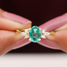 1.50 CT Claw Set Oval shape Emerald Solitaire and Marquise Diamond Trio Ring Emerald - ( AAA ) - Quality - Rosec Jewels
