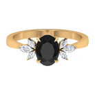 1.5 CT Claw Set Oval Black Onyx Solitaire Ring with Diamond Black Onyx - ( AAA ) - Quality - Rosec Jewels