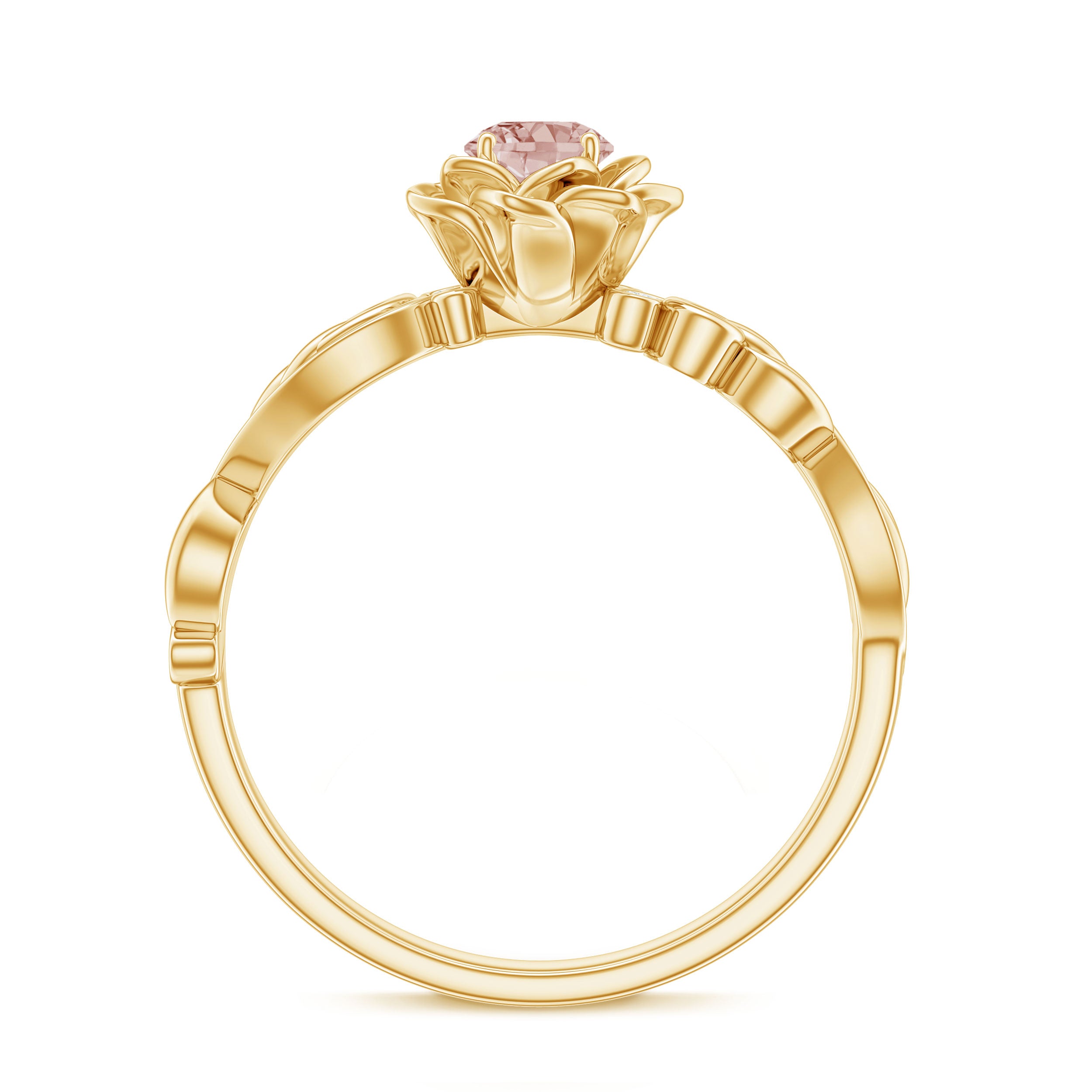 Flower Inspired Morganite and Diamond Engagement Ring Morganite - ( AAA ) - Quality - Rosec Jewels