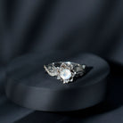 Flower Inspired Moonstone and Diamond Engagement Ring Moonstone - ( AAA ) - Quality - Rosec Jewels